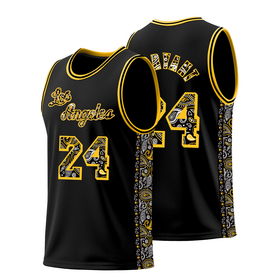 Wholesale OEM Sublimation Paisley Pattern Black Basketball Jersey for Team Sports
