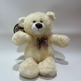 Singing Clapping Cream Teddy Bear Plush Toy Interactive Music Bear Classic Plaid Bowtie Stuffed Animal