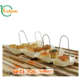 En gros Jetable En Bois De Bouleau Plateaux De Bateau En Bois Biodégradable De Service Bateaux pour Dessert