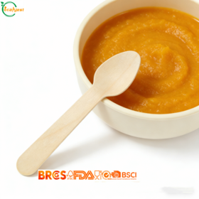 Cuillère en bois biodégradable de dessert de mini cuillère en bois de bouleau jetable écologique pour la crème glacée de nourriture