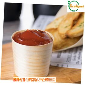 En gros Jetable En Bois De Bouleau Tasse À Dessert En Bois Biodégradable Écologique Compostable Bol En Bois