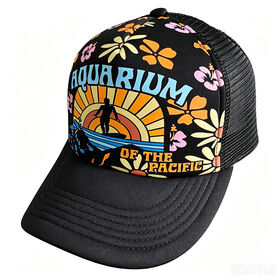 Custom Aquarium of the Pacific Trucker Hat | Retro Surf Theme Park Souvenir & Ocean Gift Shop Sunset Cap