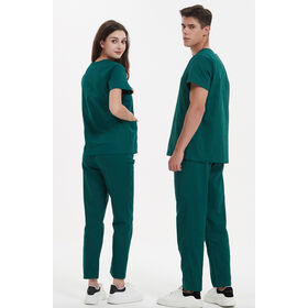 Low MOQ 100% Cotton Unisex customizable V-neck Scrub Set for hospital