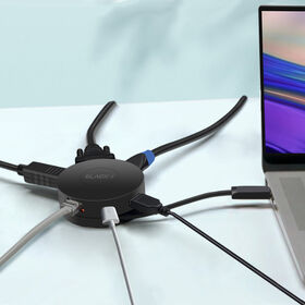 Hub USB C Rétractable, Type C vers HDMI 4K, DisplayPort 4K, PD 100W, Hub USB 3.0, Adaptateur Vidéo RJ45 LAN MST