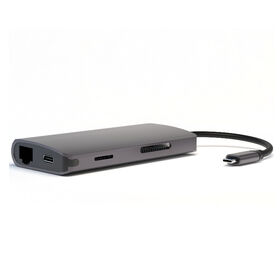 Adaptateur multiport USB C 8-en-1, avec HDMI 4K, Power Delivery 100 W, Ethernet et 3 ports USB-A 5 Gbps, lecteur de carte Micro SD/SD