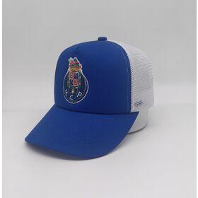 Topi Trucker FC Porto Bordir, Topi Snapback Adjustable Jaring Biru Putih untuk Penggemar Klub Sepak Bola, Souvenir