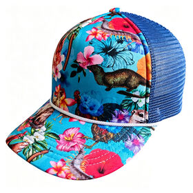 Casquette Trucker Personnalisée Île Tropicale | Souvenir Hawaïen & Marchandise Parc à Thème Tiki, Casquette Florale Coq et Mangouste