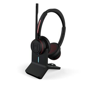 Abnehmbarer Akku Wireless Headset Kopfhörer mit ENC Noise Cancel ling Mikrofon für Office Call Center Business und Ladestand