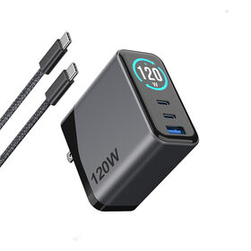 Chargeur Gan 120W TFT avec Type C, Charge Ultra-Rapide Universelle pour Téléphones Portables, Chargeurs Muraux Portables EU/US/UK/KR PD 120w
