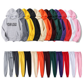 Wholesale 100% Polyester 240gsm Blank Plain Unisex Custom Fleece Hoodie Set for street