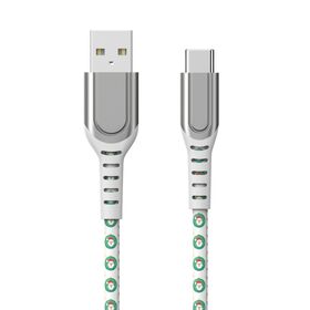 OEM Budget Weihnacht Lederkabel, USB-A auf USB-C, Weihnachtsmann-Muster, Zinklegierungsstecker mit erweiterter SR, Premium-Aussehen