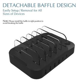 Tragbare elektrische Ladestation für Mobiltelefone, 6-Port-Typ-C-USB-Desktop-Dock für den Flughafen und Zuhause