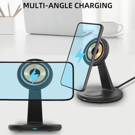 Stand Pengisi Daya Nirkabel Magnetik Desktop Portabel Pengisian Cepat 2-in-1 untuk Earbud Ponsel, 10W 15W