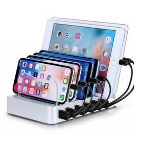 Benutzerdefinierte tragbare DC-Desktop-Schnellladestation für Mobiltelefone, 6 intelligente USB-A-Anschlüsse zum gleichzeitigen Laden von Smartphones für zu Hause