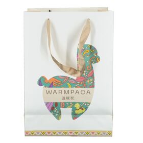 Empaquetado de papel de impresión compensada superior para la bolsa de asas animal del papel del patrón de la historieta para el empaquetado al por menor del regalo