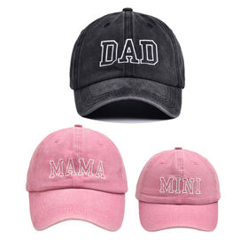 Vintage Matching Family Baseball Caps Bulk | Mama Daddy Mini Aesthetic Washed Cotton Dad Hats | Premium Quality Summer Sun Caps