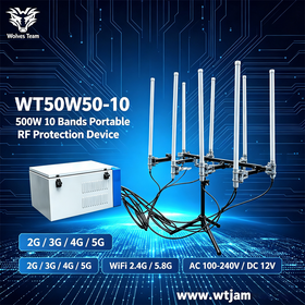 Système de Brouillage Portable 500W 10 Bandes 5G 4G 3G GSM DCS WiFi 2.4G 5.8G pour la Sécurité Mobile