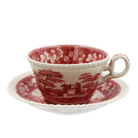 Retro Keramik Kaffee-Tee-Tassen-Unterteller-Set, 150ml, Tonmaterial, Traditionelles Design für Freizeitgetränke, Werbegeschenk