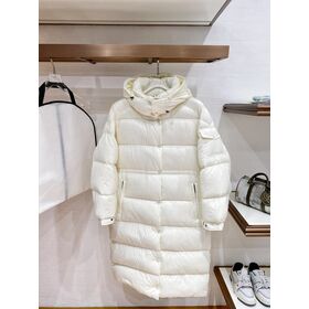Lange Damen-Daunen-Pufferjacke mit Kapuze, gesteppter Wintermantel in Wadenmitte, Cavettaz Luxus-Daunenmäntel Fabrikherstellung