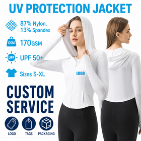 Veste à Capuche d'Extérieur pour Femme avec Protection Solaire UPF 50+, Lycra de Protection Solaire UPF 50+ en Tissu Rafraîchissant 170GSM