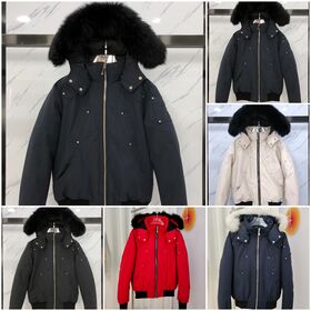 Herren Schwarze Pelz Kapuze Daunen Bomberjacke Winter Pufferjacke Warmer Gepolsterter Kurzer Mantel