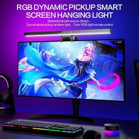 Bilah Lampu Monitor Komputer LED RGB Aluminium Gaming Versi Remote Control, Catu Daya USB, Dimmable
