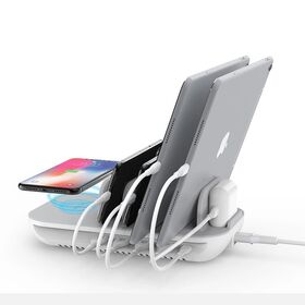 Escritorio personalizado portátil eléctrica tableta pública teléfono celular usb multi puerto de carga inalámbrica estación del muelle para múltiples dispositivos