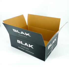Individuelle matte schwarze Wellpapp-Versandkarton mit weißem Markenlogo-Druck für Einzelhandelsverpackungsboxen für Haarpflege-Kosmetikprodukte