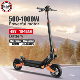 E-Scooter Maxwheel D2 1000W, Modelo Todoterreno para Adultos, Batería de Litio Opcional de 48V/52V 12.5Ah/15Ah, Suministro de Fábrica China con MOQ Bajo