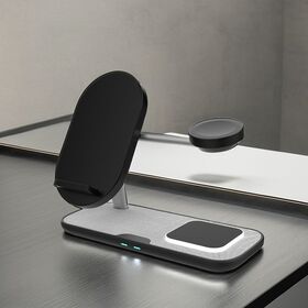 Logo personnalisé sans fil charge rapide bureau montre écouteurs téléphone portable portable 15w 3 en 1 magnétique sans fil chargeur stand
