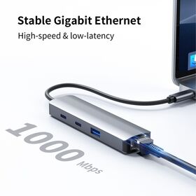 4-in-1 USB-C Docking Station mit stabilem Gigabit-Ethernet, hoher Geschwindigkeit und geringer Latenz, ein Port: Laden und Daten in einem, PD 100W, ODM OEM