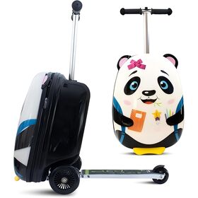 2-in-1 Kinderroller-Koffer, 25L Mitfahrgepäck, PU-Räder, faltbar, wasserdicht, Reisekoffer für Kinder