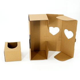 Boîte Cadeau Pliante Kraft Personnalisée avec Fenêtre Découpée en Forme de Cœur et Poignée pour la Vente au Détail
