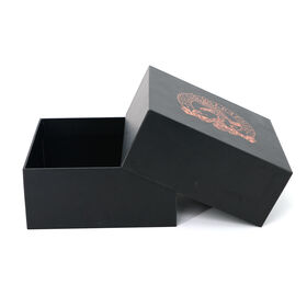 Wholesale Luxury Black Rigid Two Piece Gift Box Lid Base Hard Cardboard Box Custom Orange Printed Logo For Jewelry Cosmetic Gift
