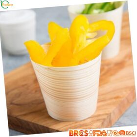 Grosir Cangkir Saji Kayu Birch Sekali Pakai Biodegradable, Cangkir Makanan Kayu untuk Penggunaan Yogurt Dessert Snack Bakery Catering