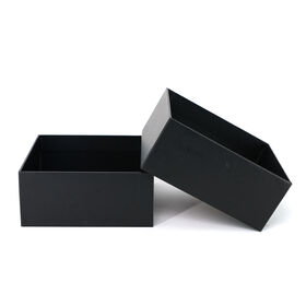 Boîte Cadeau Rigide de Luxe Noire en Deux Parties Vente en Gros Couvercle Base Boîte en Carton Rigide avec Logo Orange Imprimé Personnalisé pour Cadeau de Bijoux Cosmétiques