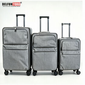 DELFUN TORO, Koper Keras dengan Kantong Depan ABS PC Koper Lunak Tas Travel Koper Bisnis Fashion dengan Kunci Bawaan 8