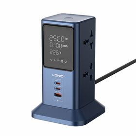 منفذ عالمي 4AC من LDNIO سلك تمديد واقي لشريط الطاقة مع شاشة Led للمنزل والمكتب