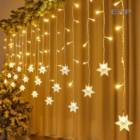 EAP LED Schneeflocken-Vorhanglicht & Eiszapfen-Lichterkette - Wellenförmige Weihnachtsbaum-Dekoration