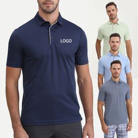 Factoy Custom Your Own Brand Men Slim Fit Solid Color Plain Sports Elastic Dry Fit Ice Pique Golf T Shirts Polo Shirts