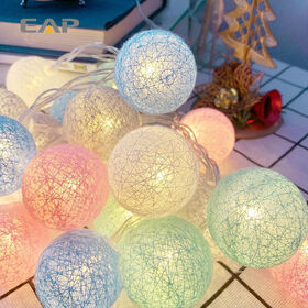 Guirlande Lumineuse EAP Macaron Pom Pom - Guirlande Boules Coton LED pour Chambre et Camping