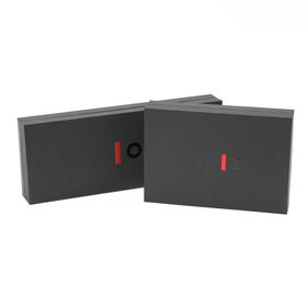 Boîte de papier de base de couvercle de panneau dur de logo personnalisé avec la doublure rouge pour le cadeau OEM ODM gros plat rectangle rigide deux pièces boîte-cadeau