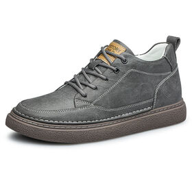 Genuine Leather Height Increasing Shoes Men Elevating Casual Sneakers