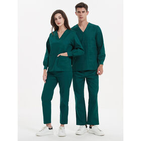Venta al por mayor 100% algodón unisex personalizable ligero V-cuello Scrub Set