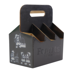 Tragbare Wellpapp-Bierflaschen-Trägerbox, 6er-Pack-Teiler, Papier-Caddy, flach faltbar, Getränkeflaschen-Tragebox, individueller Druck