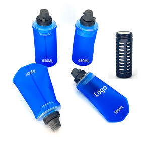 Leichte zusammen klappbare Weich flaschen filter flasche für Trail Race-Lauf wieder verwendbare, auslaufs ichere Wasser flasche Trink geschirr mit Filter