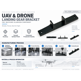 Support de Train d'Atterrissage en Aluminium Usiné CNC Personnalisé pour UAV - Composant Structurel de Précision Léger pour Support de Drone
