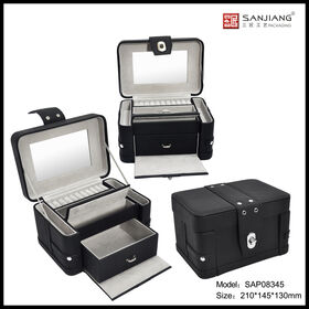 Organizador de Joyas de Tres Capas con Espejo, Caja de Regalo, Joyero Sencillo, Estuche para Joyas para Colección y Decoración del Hogar