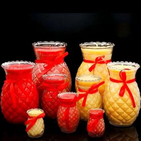 Custom Acceptable Pineapple Glass Vessel Butter Lamp Candle Decorative Worship Prayer Offering Candle