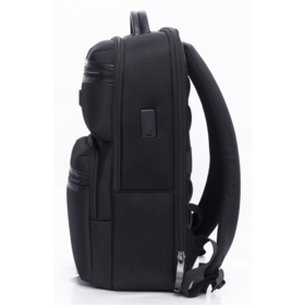 Alta Qualidade Estruturada Eco-Friendly Poliéster Zipper 15,6 Polegada Business Laptop Mochila Multi-Bolso À Prova de Choque Externa Porta USB